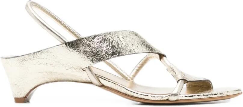 Del Carlo Slingback sandalen met gebarsten effect Goud