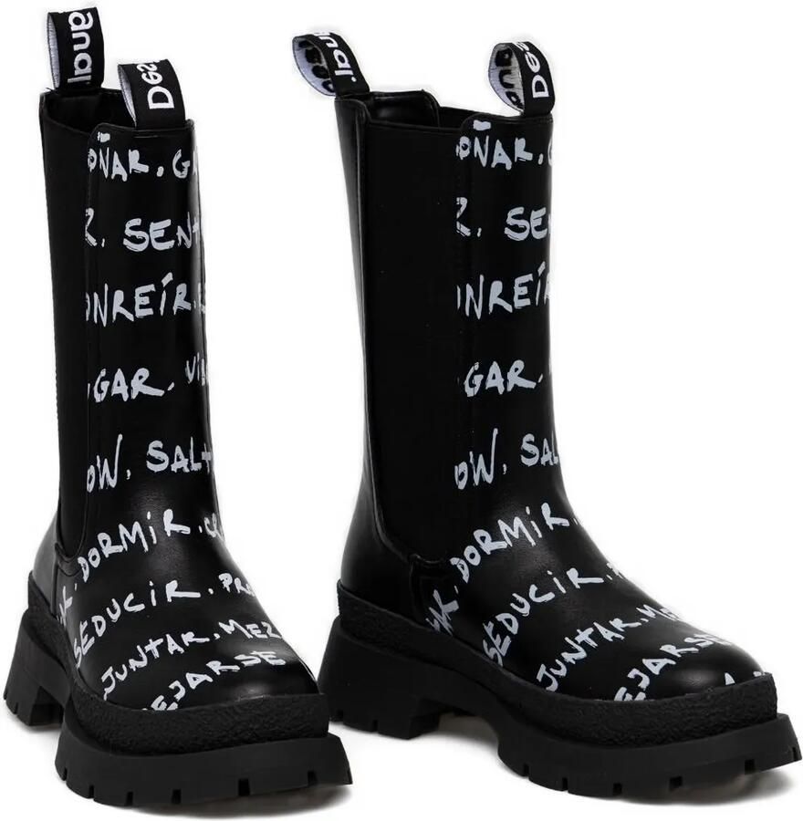 Desigual Chelsea laarzen met letterprint Zwart