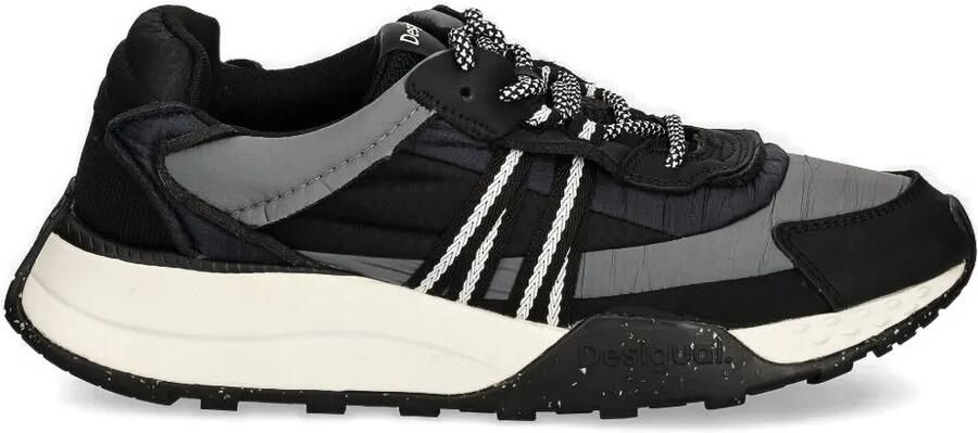 Desigual Sneakers met vlakken en veters Zwart