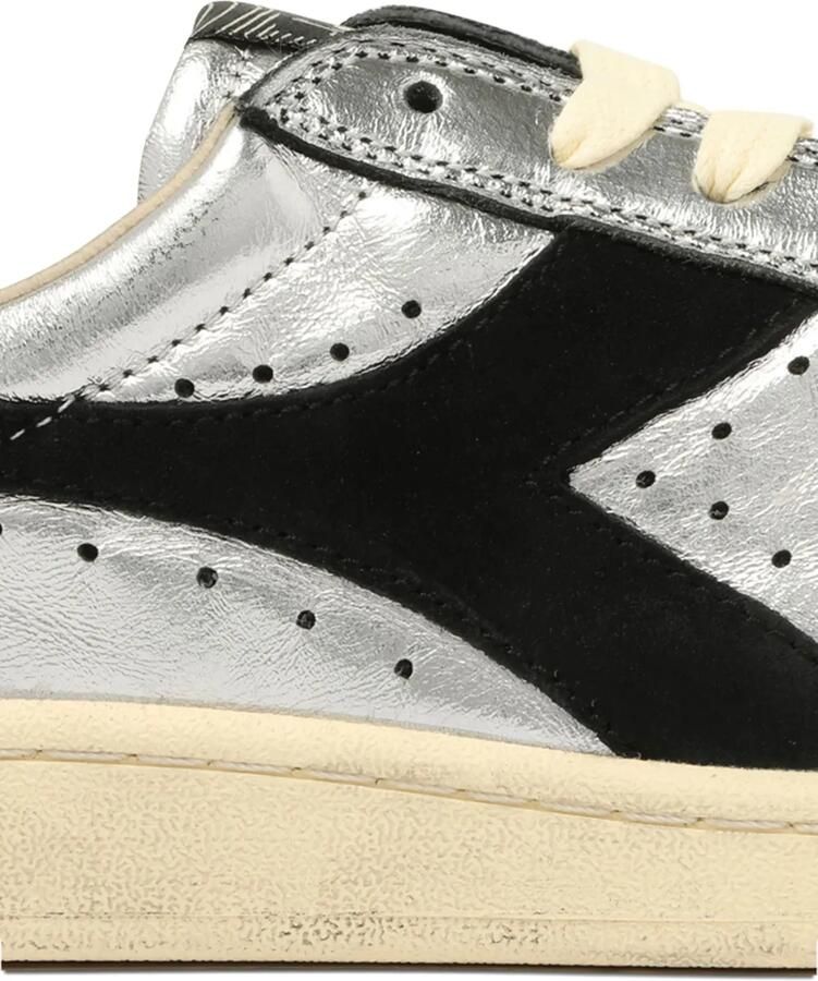 Diadora Metallic leren sneakers met vlak Zilver