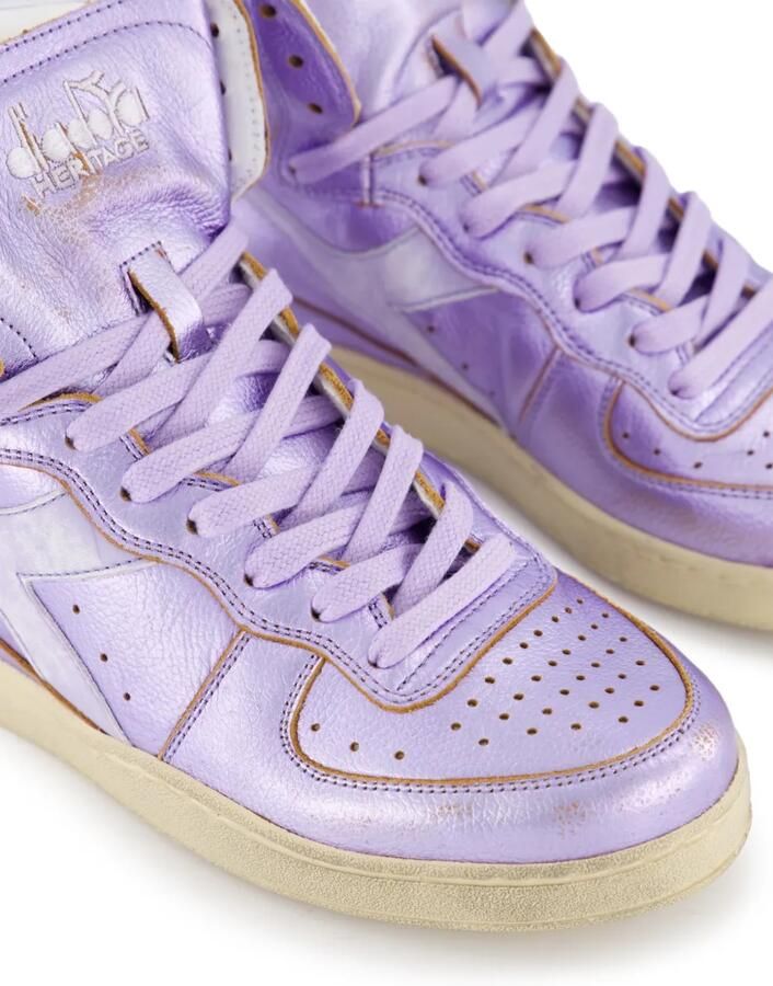 Diadora Mi Basket metallic leren high-top sneakers Paars - Foto 4