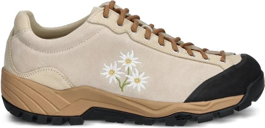 Diemme Movida Stella Alpina suède sneakers met geborduurde bloemen Beige
