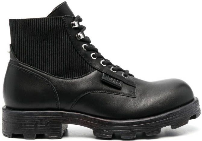 Diesel Leren combat boots Zwart