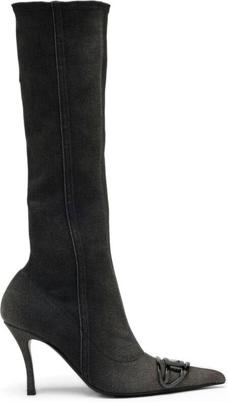 Diesel D-Venus Kb 90mm denim laarzen Zwart