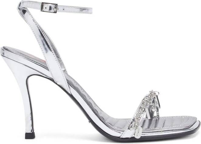 Diesel D-Vina leren sandalen Zilver