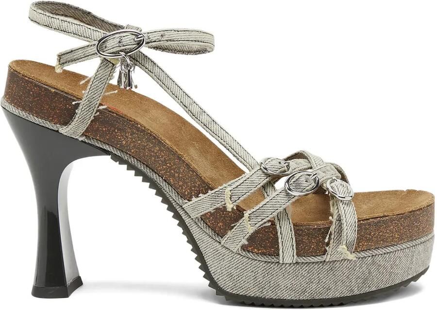 Diesel 105 mm D-Woodstock sandalen met plateauzool Grijs