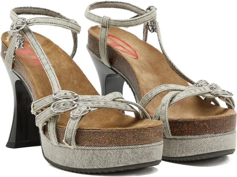 Diesel 105 mm D-Woodstock sandalen met plateauzool Grijs - Foto 4