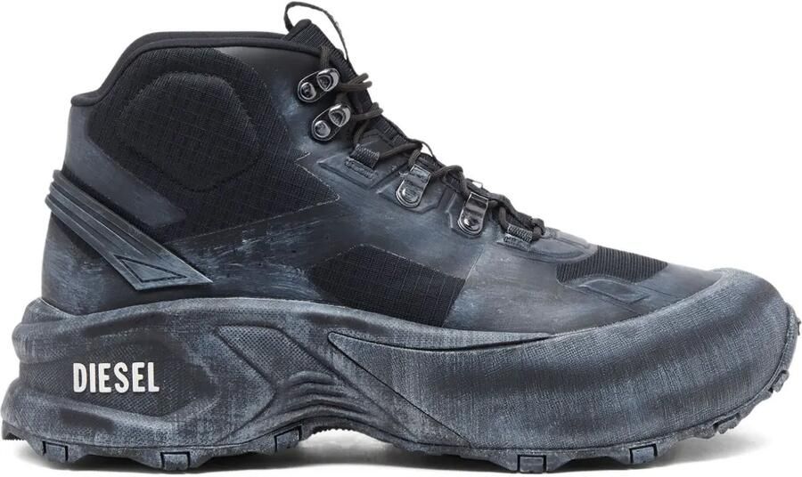 Diesel Cage wandellaarzen met chunky zool Zwart