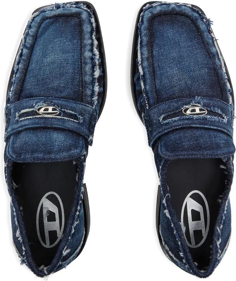 Diesel D-Amber gerafelde denim loafers Blauw - Foto 2