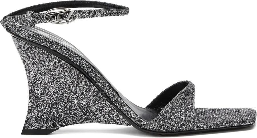 Diesel D-Amber sandalen met sleehak Grijs