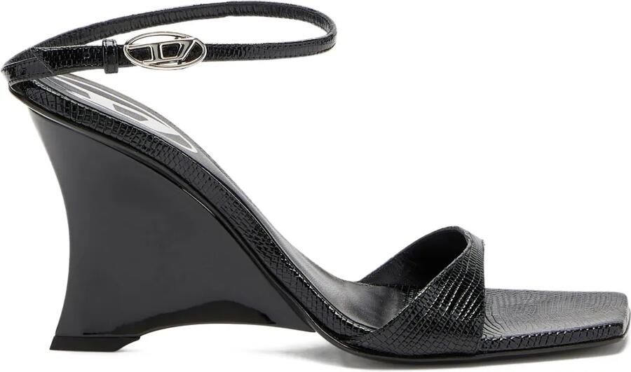 Diesel D-Amber sandalen met sleehak Zwart