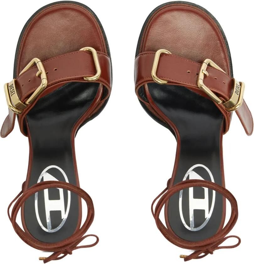 Diesel D-Cocco leren sandalen met enkelbandje Bruin - Foto 2