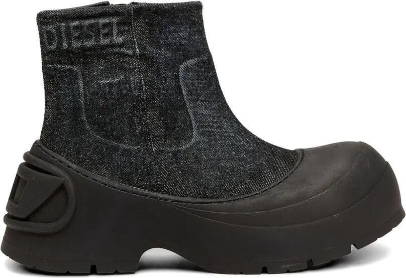 Diesel D-Donald denim enkellaarzen met rubberen zool Zwart