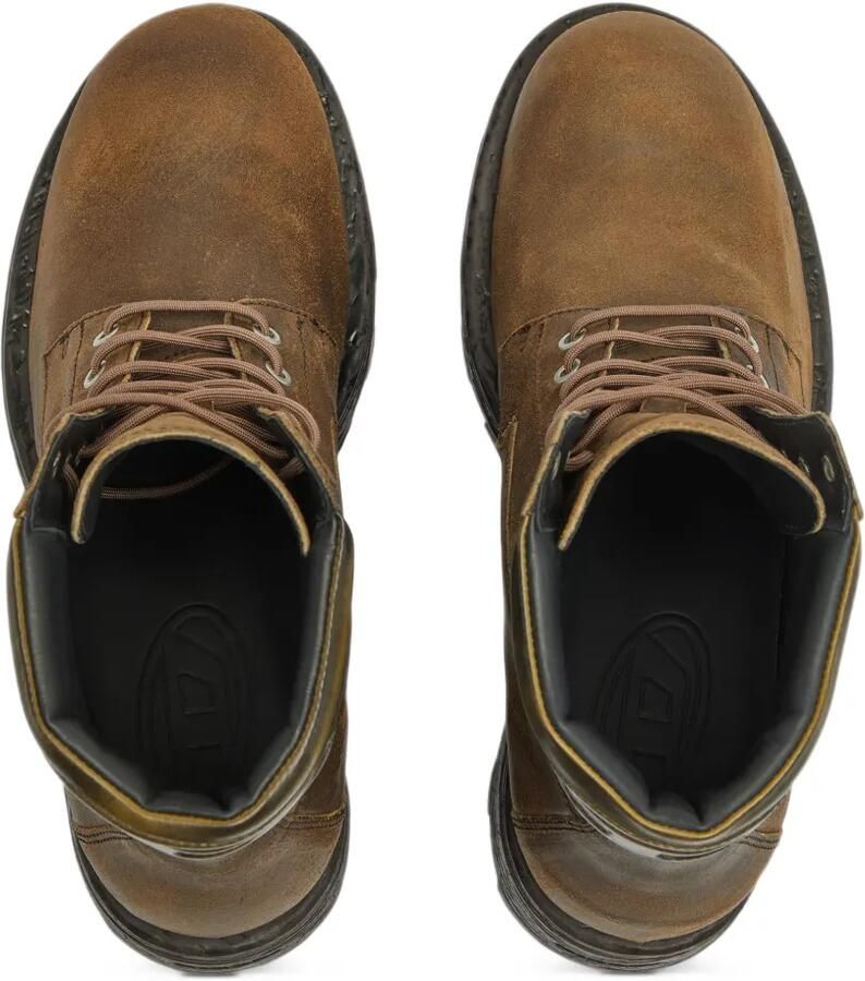 Diesel D-Hammer combat boots on distressed suede Bruin - Foto 2