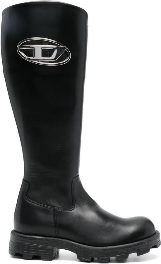 Diesel D-Hammer Oval laarzen met D-logo Zwart