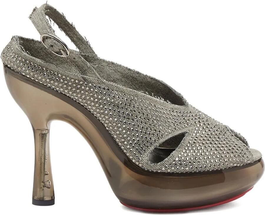 Diesel D-Lake sandalen verfraaid met stras Grijs