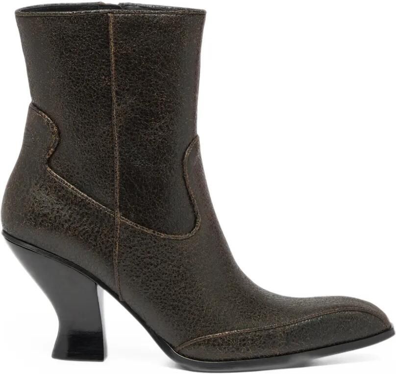 Diesel D-Luffy-ankle boots in crackled leather Bruin