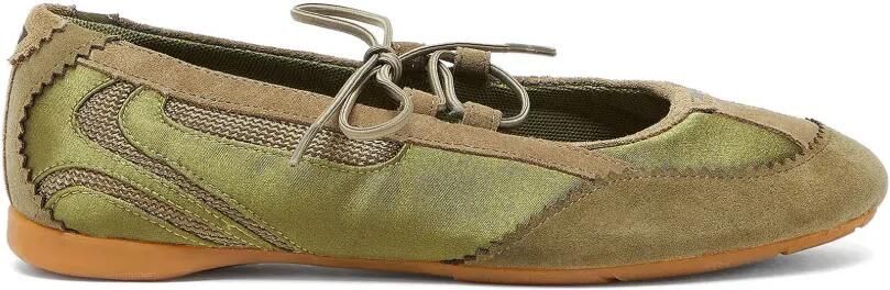 Diesel D-Mile ballerina's met veters van leer en mesh Groen