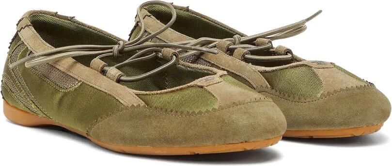 Diesel D-Mile ballerina's met veters van leer en mesh Groen - Foto 4