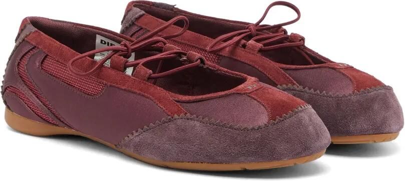 Diesel D-Mile ballerina's met veters van leer en mesh Rood - Foto 3
