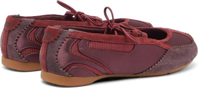 Diesel D-Mile ballerina's met veters van leer en mesh Rood - Foto 4