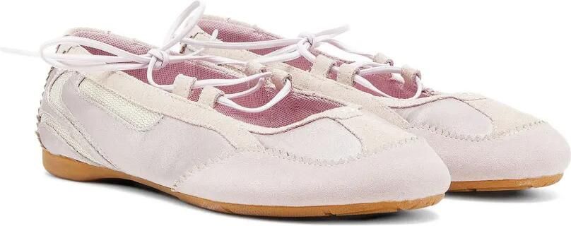 Diesel D-Mile ballerina's met veters van leer en mesh Roze - Foto 4