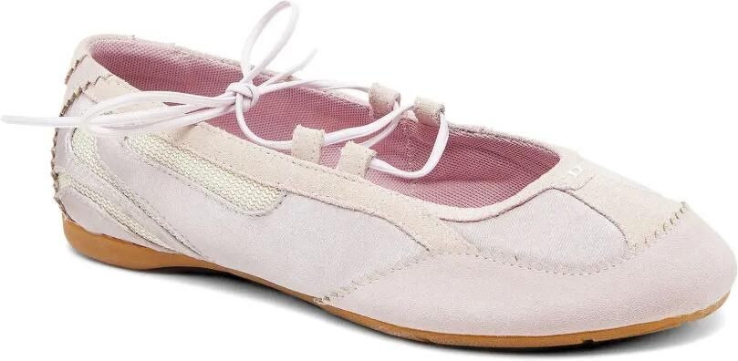 Diesel D-Mile ballerina's met veters van leer en mesh Roze - Foto 3