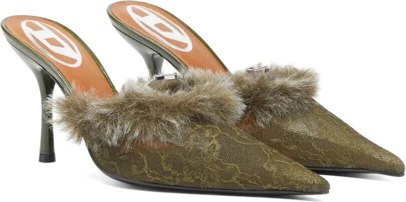 Diesel D-Ten&Half nylon muiltjes met pluizige afwerking Groen - Foto 4
