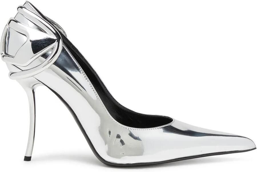 Diesel D-Ten&Half P slingback pumps met puntige neus Zilver