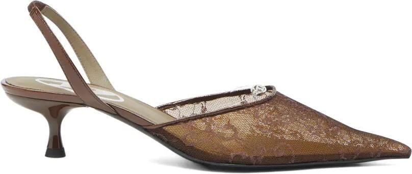 Diesel D-Ten&Half slingbacks pumps van leer en kant Bruin