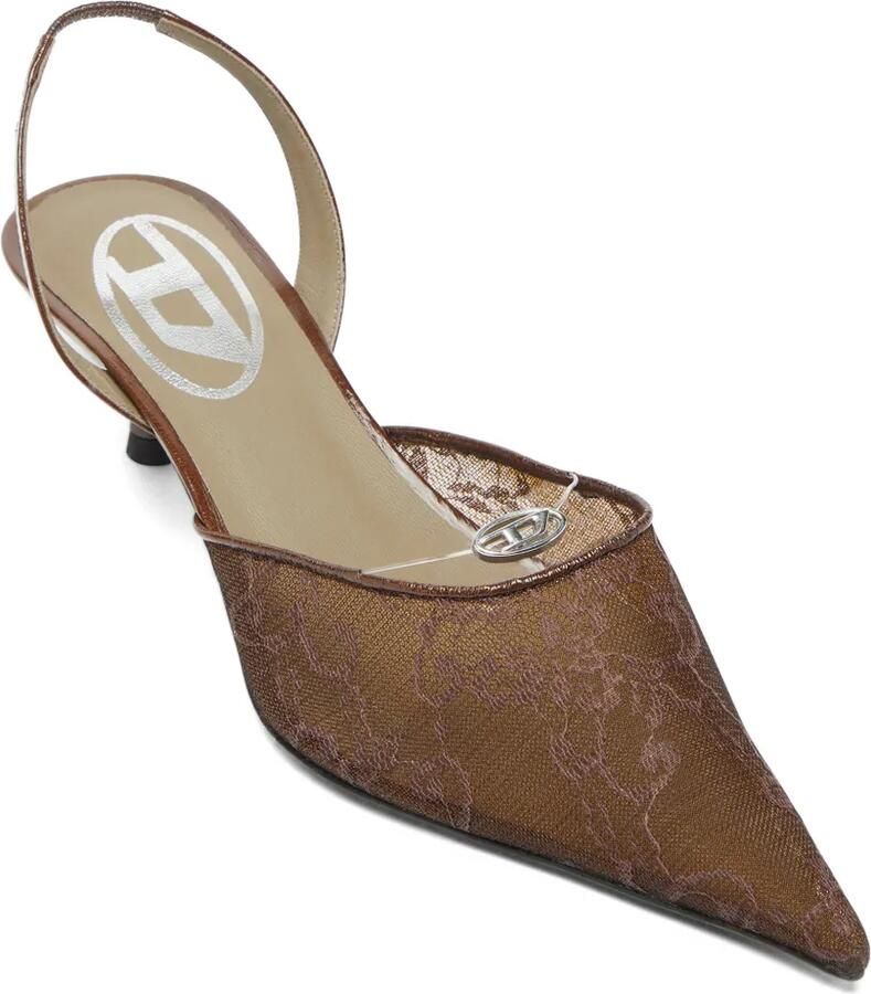 Diesel D-Ten&Half slingbacks pumps van leer en kant Bruin - Foto 2
