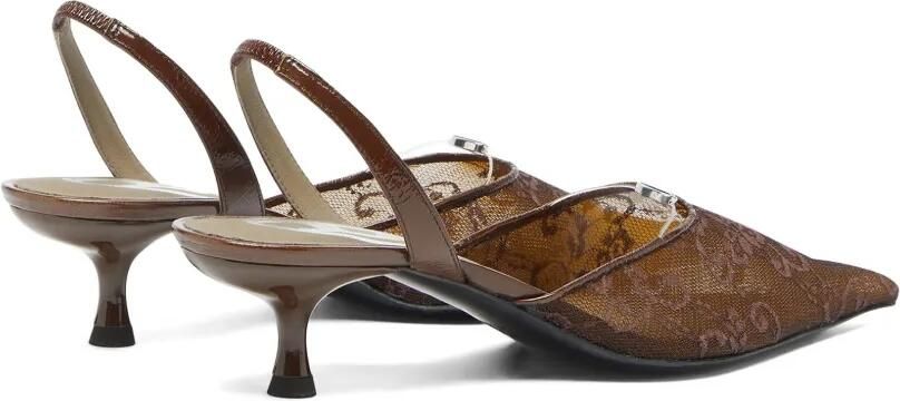 Diesel D-Ten&Half slingbacks pumps van leer en kant Bruin - Foto 5