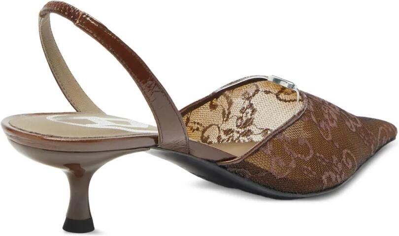 Diesel D-Ten&Half slingbacks pumps van leer en kant Bruin - Foto 3