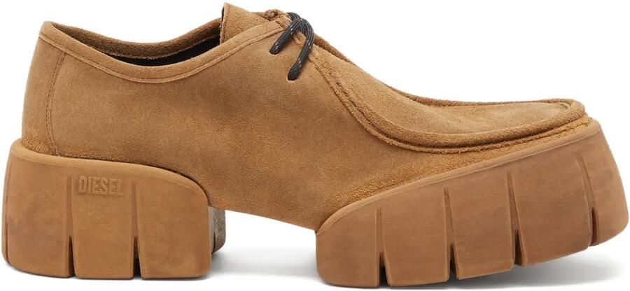 Diesel D-TEX WB suède rubberen derby schoenen Bruin