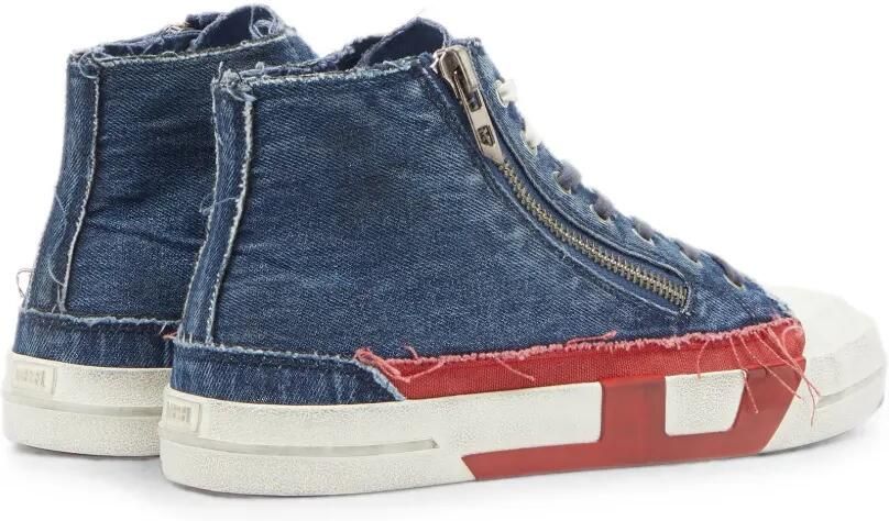 Diesel Denim high-top sneakers met franje Blauw - Foto 4