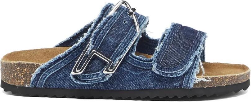 Diesel Gerafelde sandalen met D-gesp Blauw