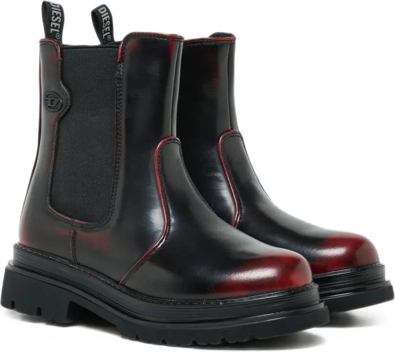 Diesel Kids D-Vyncoun-Abra logo-plaque burnished-effect Chelsea boots Zwart