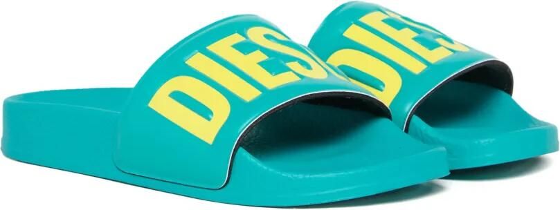 Diesel Kids Slippers met logo-reliëf Blauw
