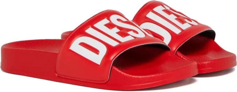Diesel Kids Slippers met logo-reliëf Rood