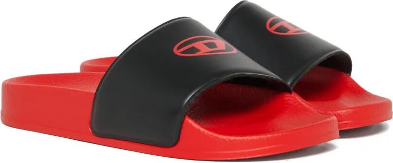 Diesel Kids Slippers met logo-reliëf Rood