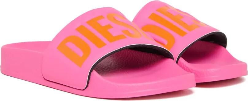 Diesel Kids Slippers met logo-reliëf Roze