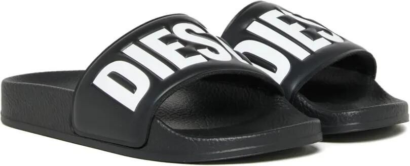 Diesel Kids Slippers met logo Zwart