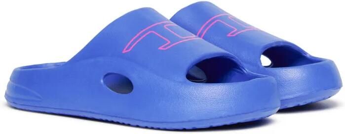 Diesel Kids Slippers met logoprint Blauw