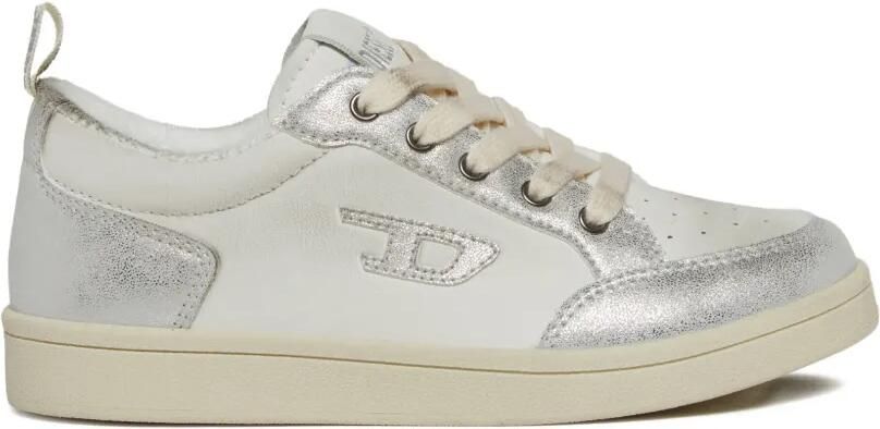 Diesel Kids Sneakers met metallic-effect en logopatch Wit