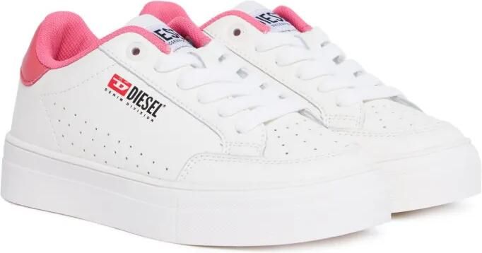 Diesel Kids Vanela leren sneakers Wit