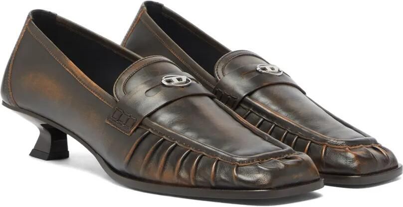 Diesel Oval D loafers met vierkante neus Bruin - Foto 4