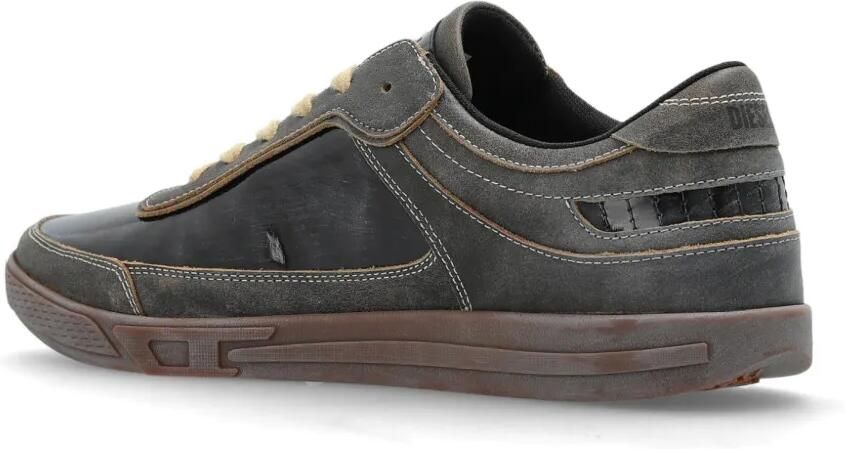 Diesel S-D-Coffee leren sneakers met vlakken Zwart
