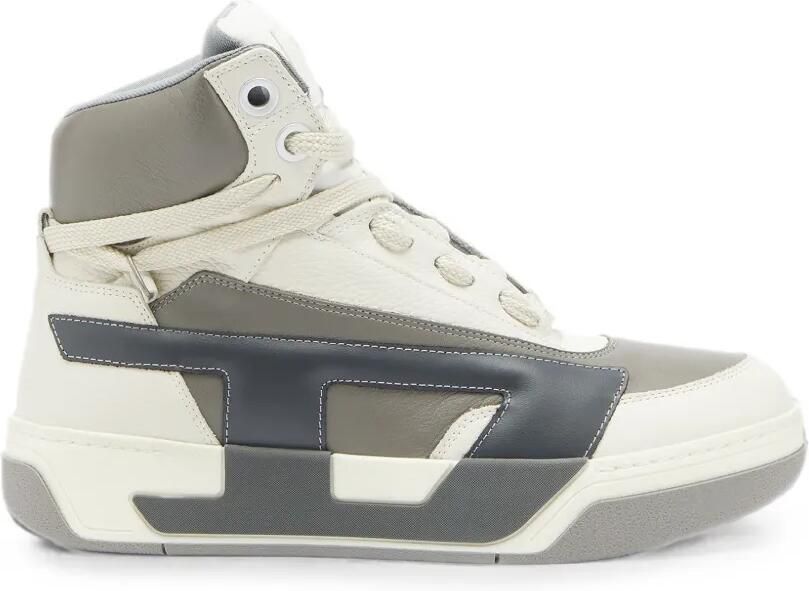 Diesel S-D-Ollie leren high-top sneakers met D-logo Beige