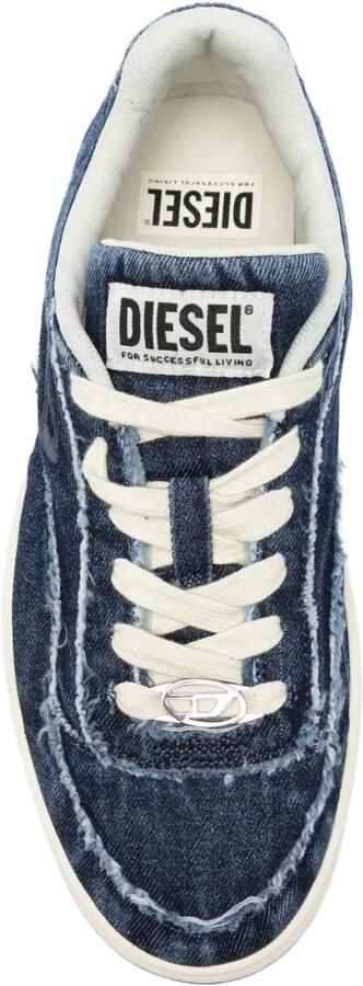Diesel S-Tracker-D Low gerafelde denim sneakers Blauw - Foto 4