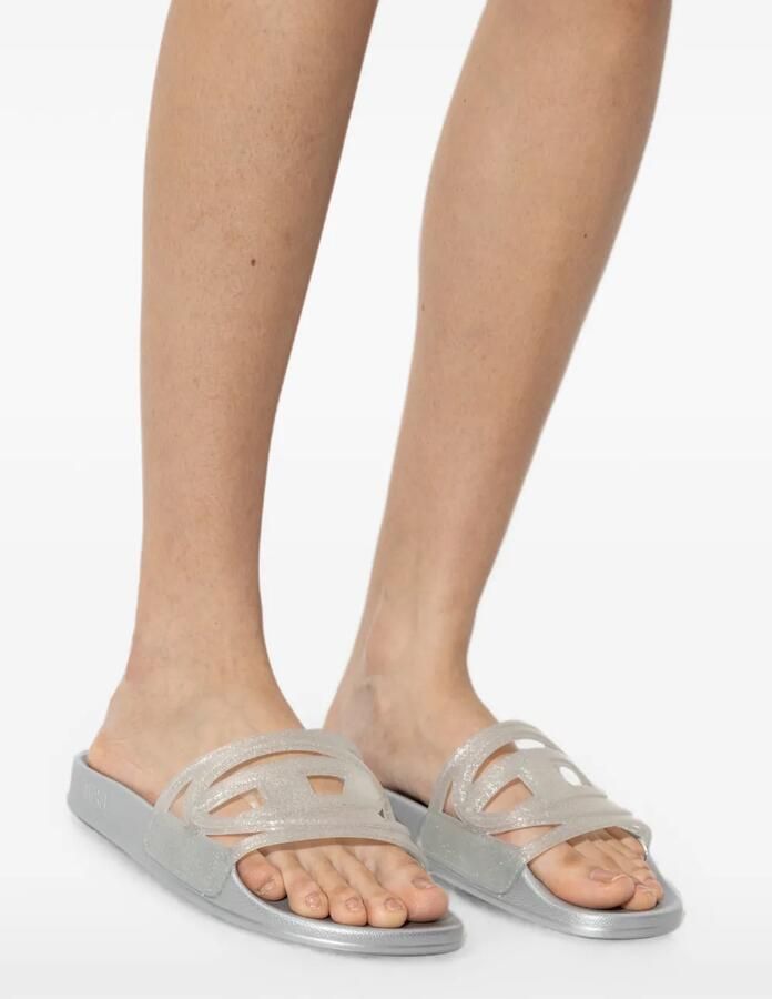 Diesel Sa-Clyde slippers met glitters en logo-plakkaat Grijs - Foto 2
